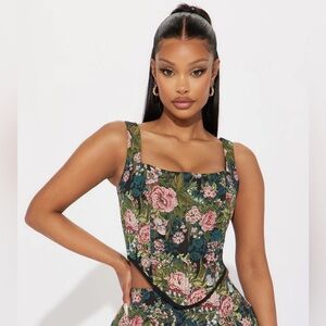 Fashion Nova Major Vibe Floral Corset Top- Size L